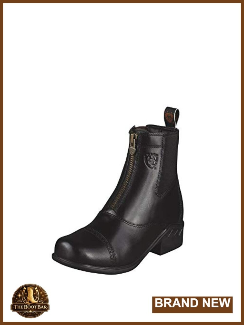 Leather Zip Paddock Boot Round Toe Equestrian Riding Boot